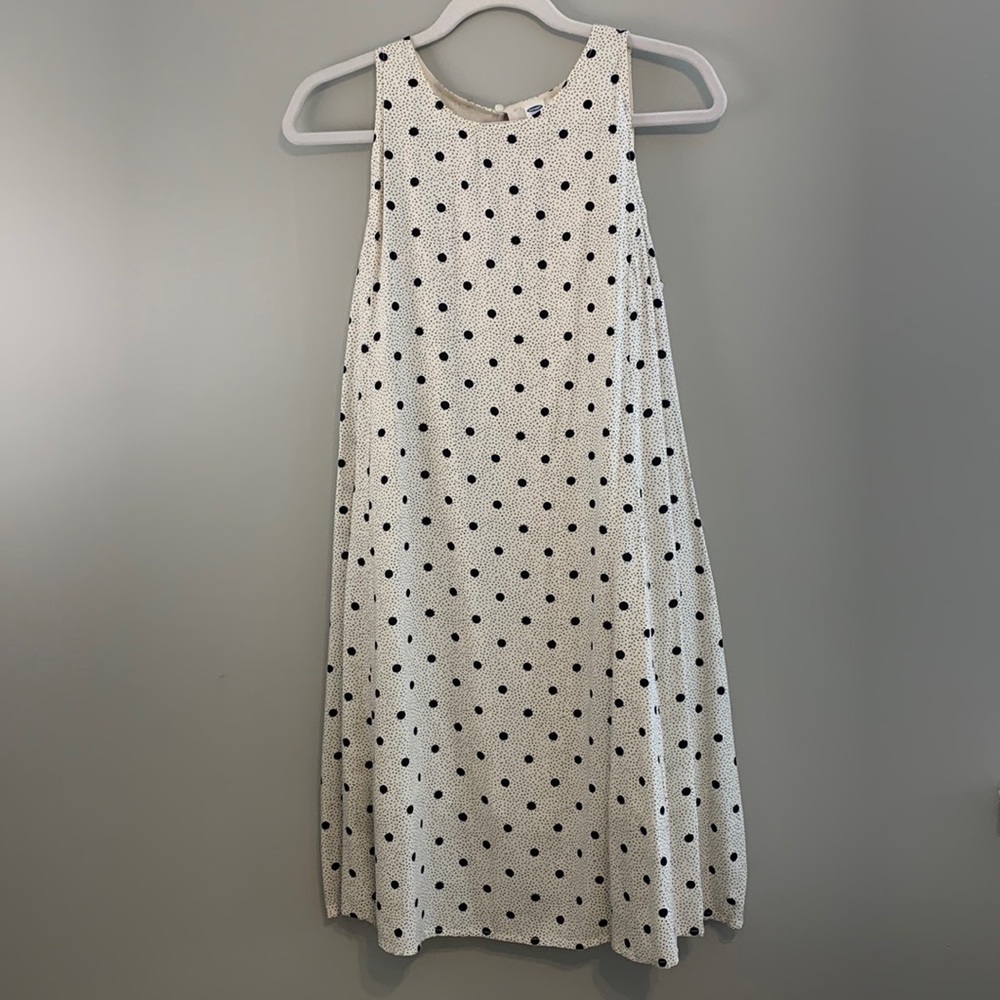 Old Navy White Dress with Black Polka Dots